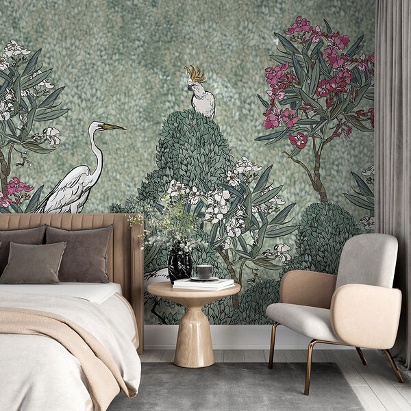 A painting of birds and flowers A painting of birds and flowers