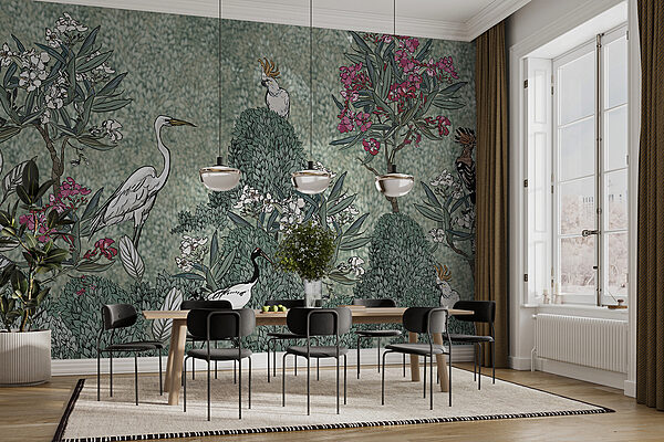 A painting of birds and flowers A painting of birds and flowers