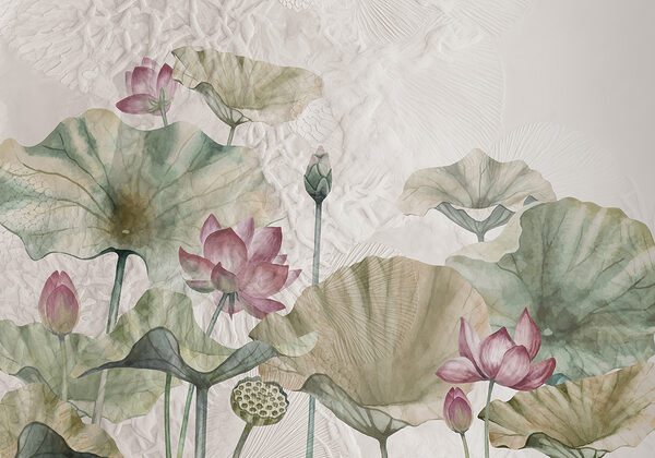 A painting of flowers and leaves A painting of flowers and leaves