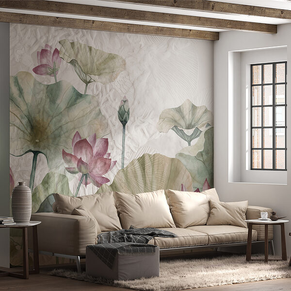 A painting of flowers and leaves A painting of flowers and leaves