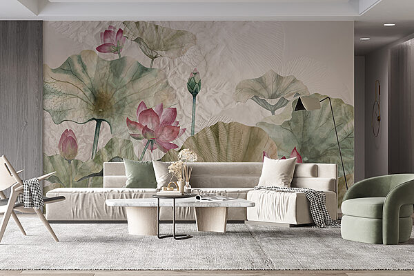 A painting of flowers and leaves A painting of flowers and leaves