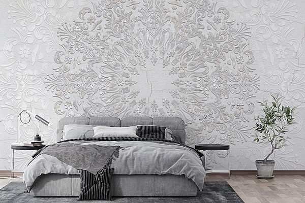 A white and grey circular pattern A white and grey circular pattern