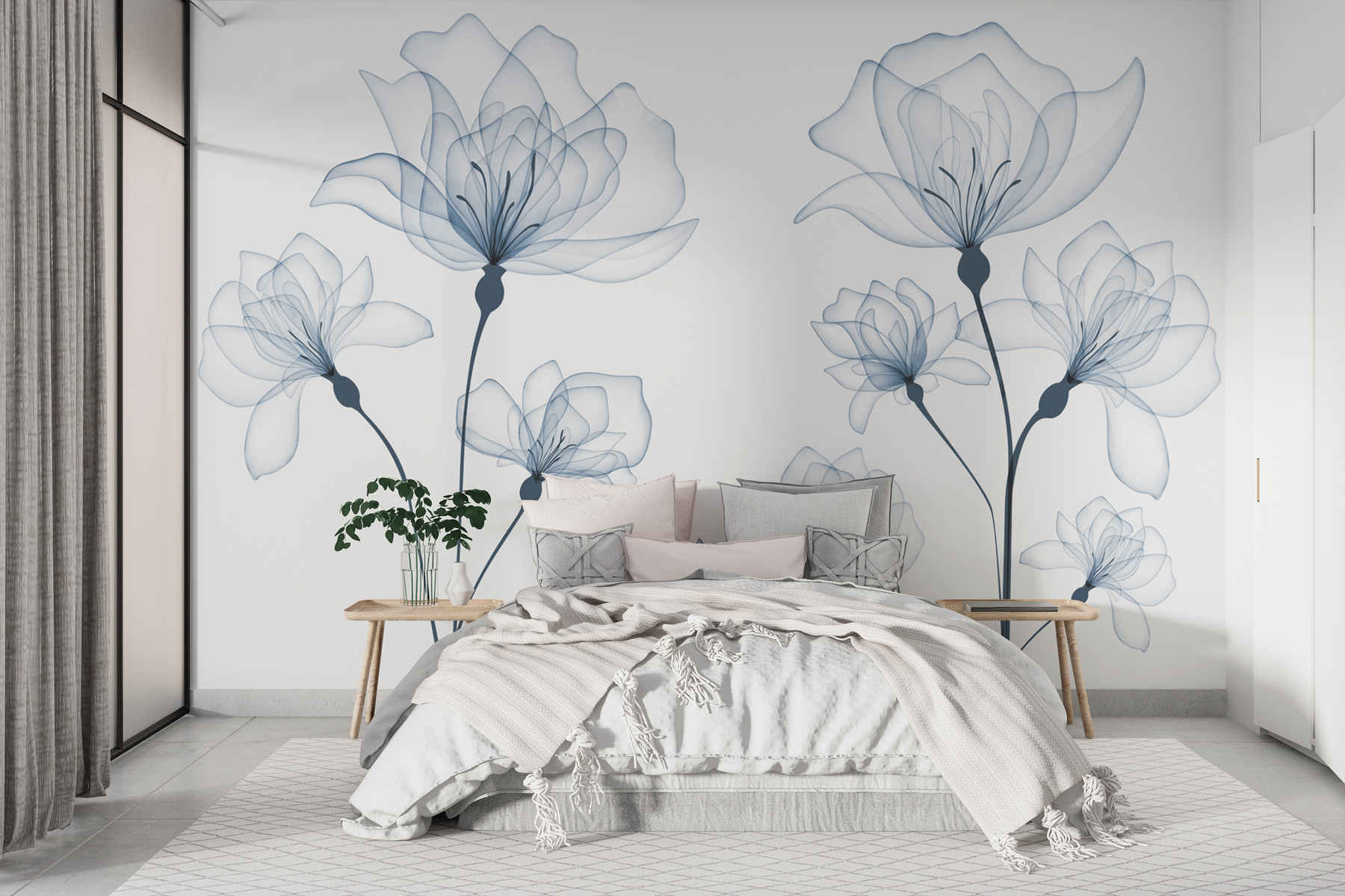 A transparent flowers on a white background