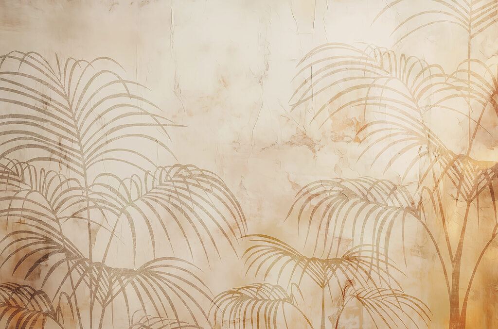 A wall with palm leaves A wall with palm leaves