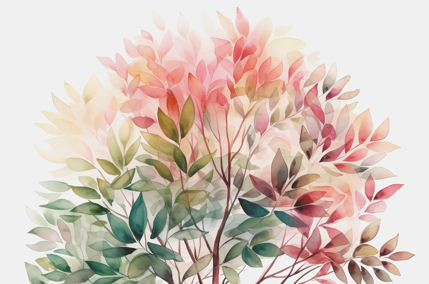A painting of a tree with leaves w07887p - A painting of a tree with leaves
