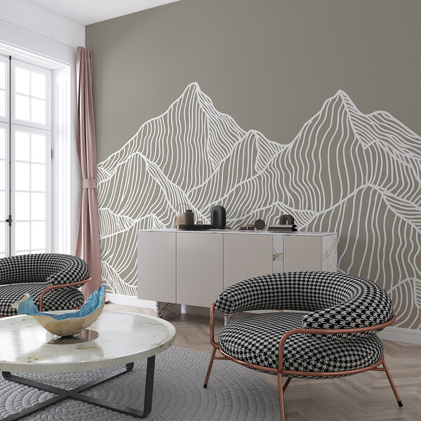 A white line art of mountains A white line art of mountains