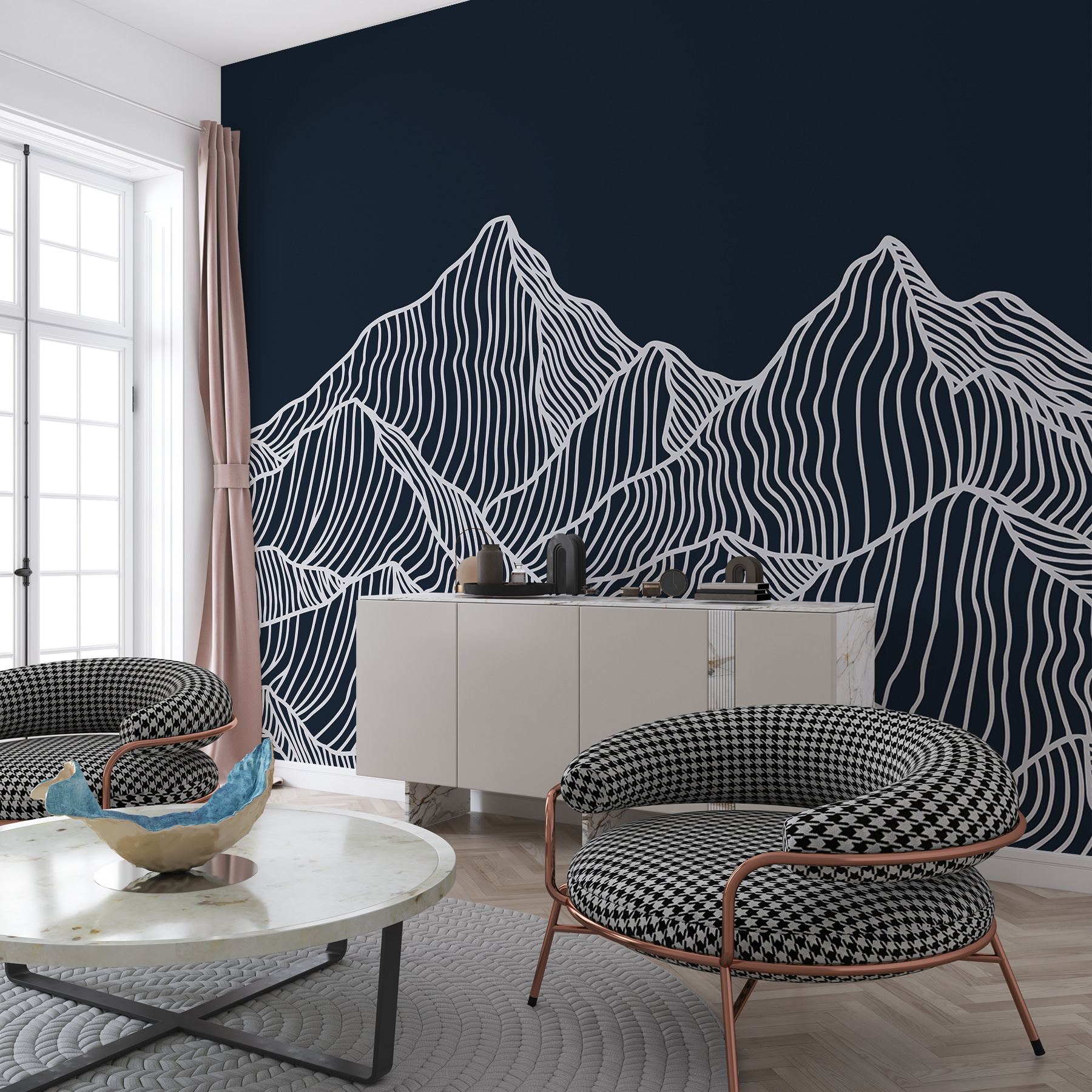 A white lines on a mountain
