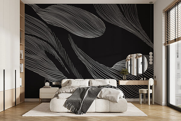 Wall murals A black and white image of a leaf (SKU: w01216v3) Wall murals Wall murals A black and white image of a leaf (SKU: w01216v3)