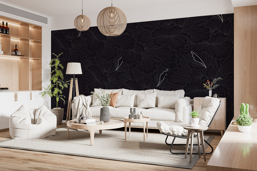 A black and white floral pattern A black and white floral pattern