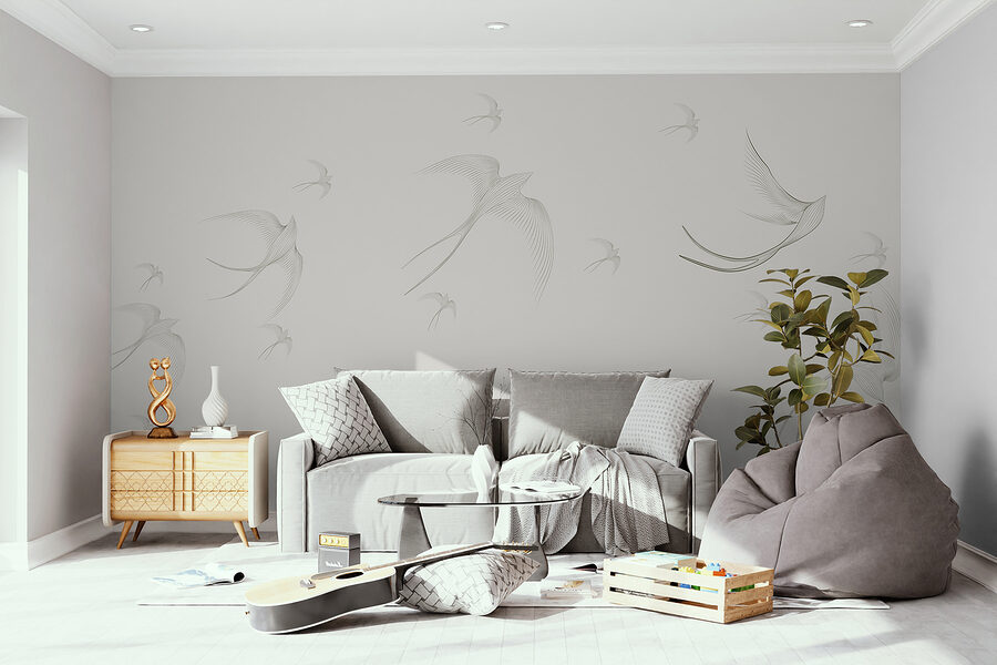 A group of birds flying