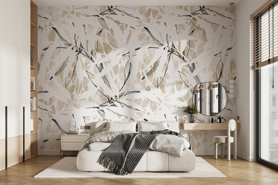 A pattern of leaves on a white surface