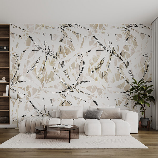A pattern of leaves on a white surface A pattern of leaves on a white surface