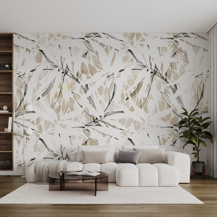 A pattern of leaves on a white surface