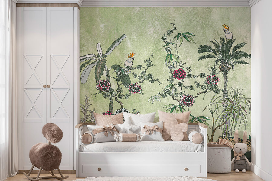 A painting of plants and flowers