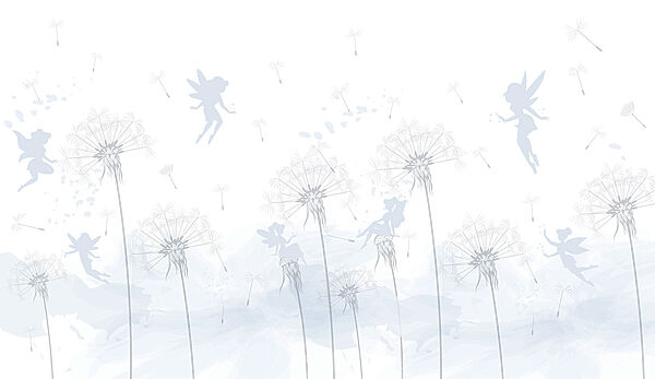 A dandelion with fairies flying in the air A dandelion with fairies flying in the air