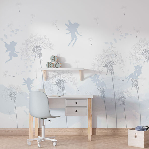 A dandelion with fairies flying in the air A dandelion with fairies flying in the air