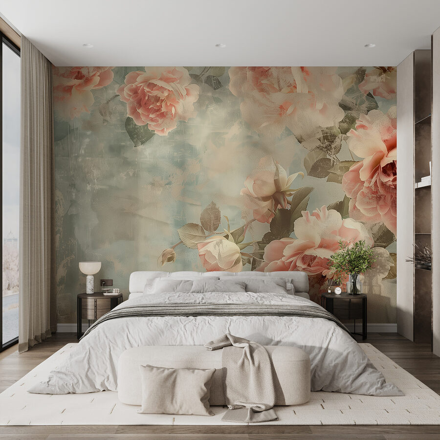 Wall murals A group of pink flowers