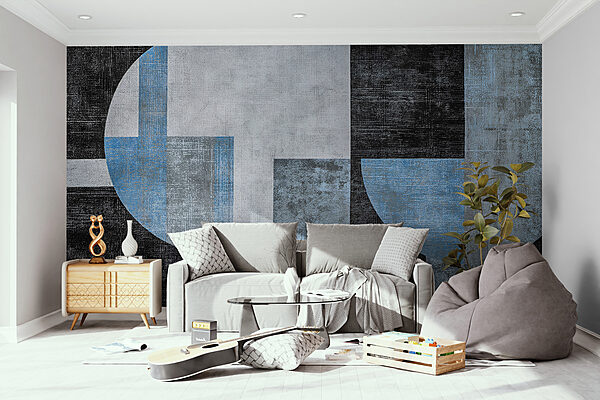 A black and blue and white art piece A black and blue and white art piece