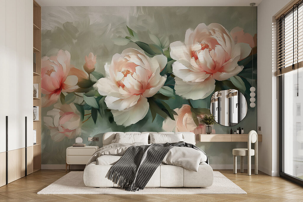 A group of flowers on a white surface