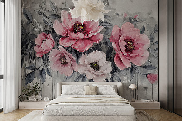 A painting of pink flowers A painting of pink flowers