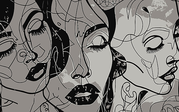 A black and white image of a woman's face A black and white image of a woman's face