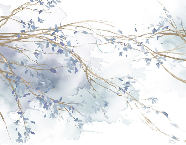 Watercolor of a tree branch with blue leaves w07919p 600x467 - Watercolor of a tree branch with blue leaves
