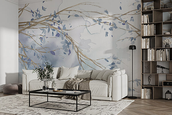 Watercolor of a tree branch with blue leaves w07919pig10r 600x400 - Watercolor of a tree branch with blue leaves
