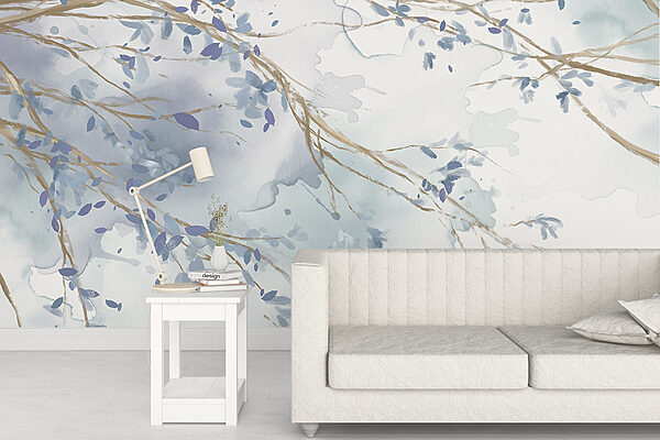 Watercolor of a tree branch with blue leaves w07919pig1r 600x400 - Watercolor of a tree branch with blue leaves