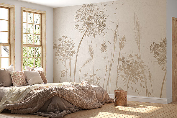 Drawing of dandelions and wheat Drawing of dandelions and wheat