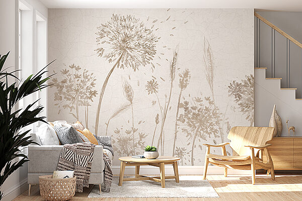 Drawing of dandelions and wheat Drawing of dandelions and wheat