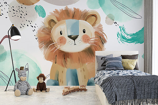 Cartoon lion with blue and white spots Cartoon lion with blue and white spots