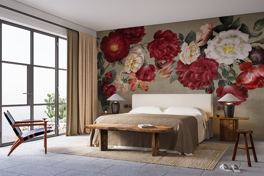 Wall murals Group of flowers on a grey background - Image 3