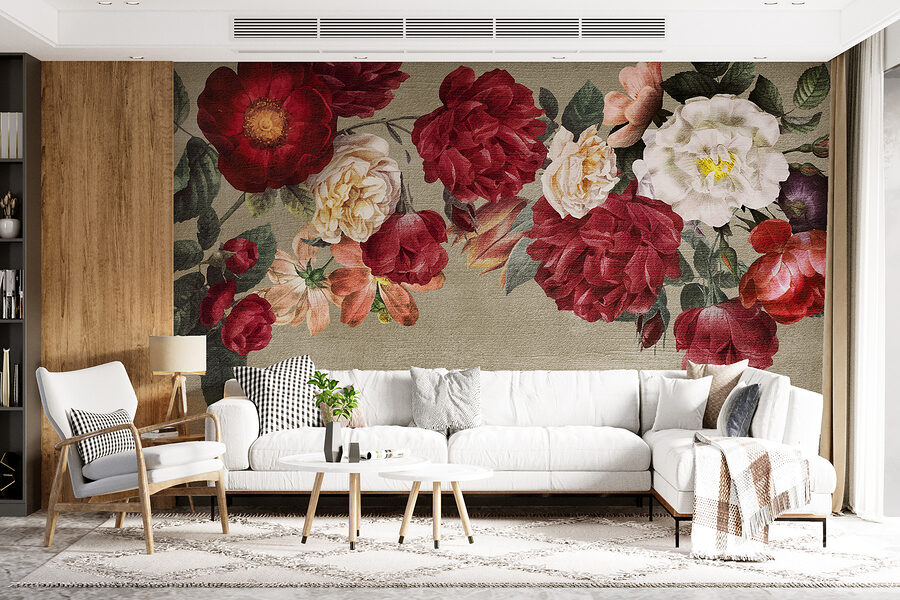 Wall murals Group of flowers on a grey background - Image 4