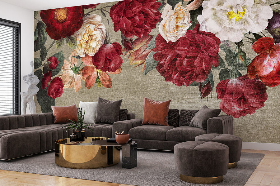 Wall murals Group of flowers on a grey background - Image 5