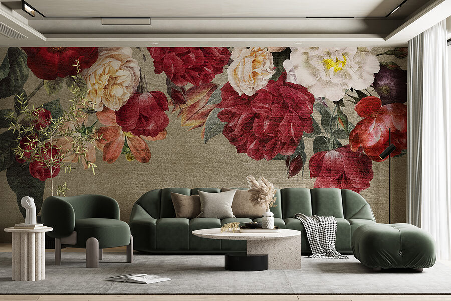 Wall murals Group of flowers on a grey background - Image 6