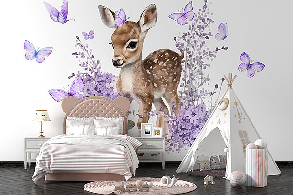 Baby deer surrounded by purple flowers w07931pir89mr 600x400 - Baby deer surrounded by purple flowers