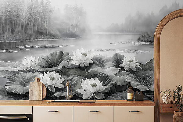 Group of white flowers on a lake Group of white flowers on a lake