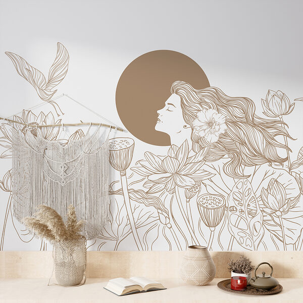 Woman with long hair and flowers Woman with long hair and flowers