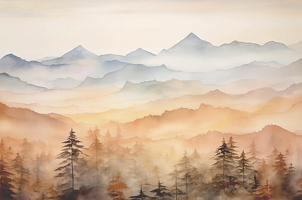 Landscape of mountains and trees Landscape of mountains and trees