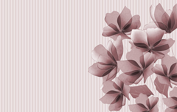Group of flowers on a striped background Group of flowers on a striped background
