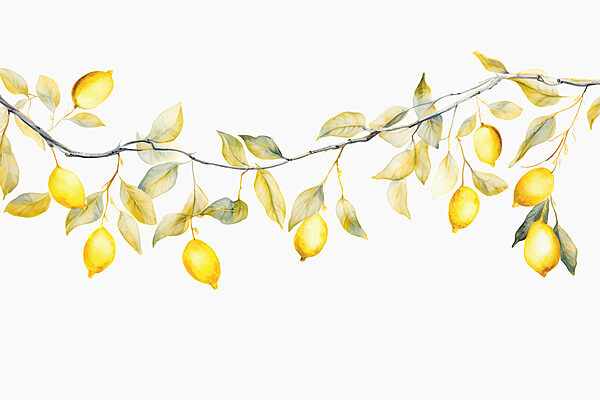 Branch with yellow leaves and lemons Branch with yellow leaves and lemons