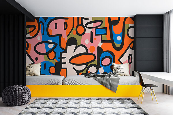 Wall murals Wall murals Colorful pattern with different shapes (SKU: w08057)
