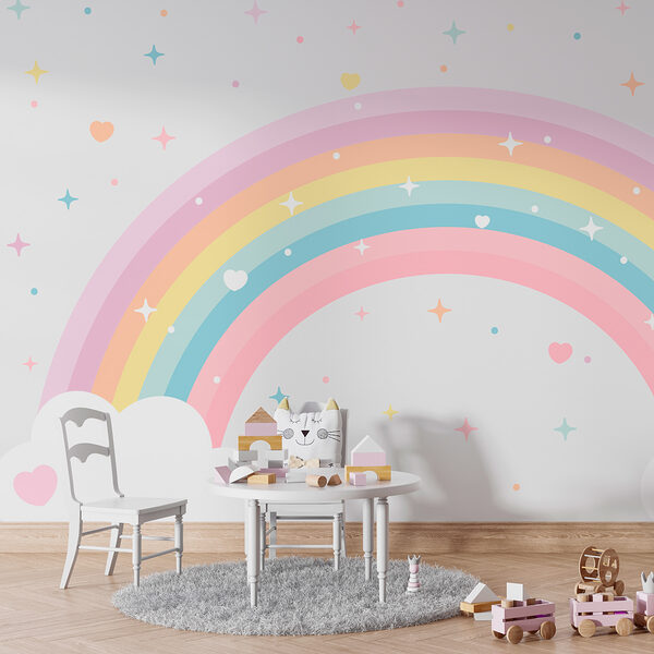 Rainbow with clouds and stars Rainbow with clouds and stars