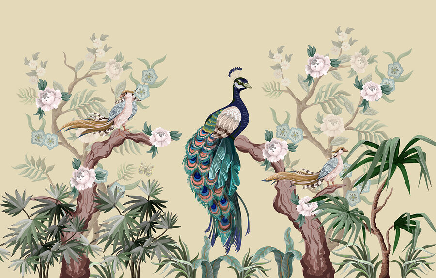 Wall murals Wallpaper with birds on branches - Image 3