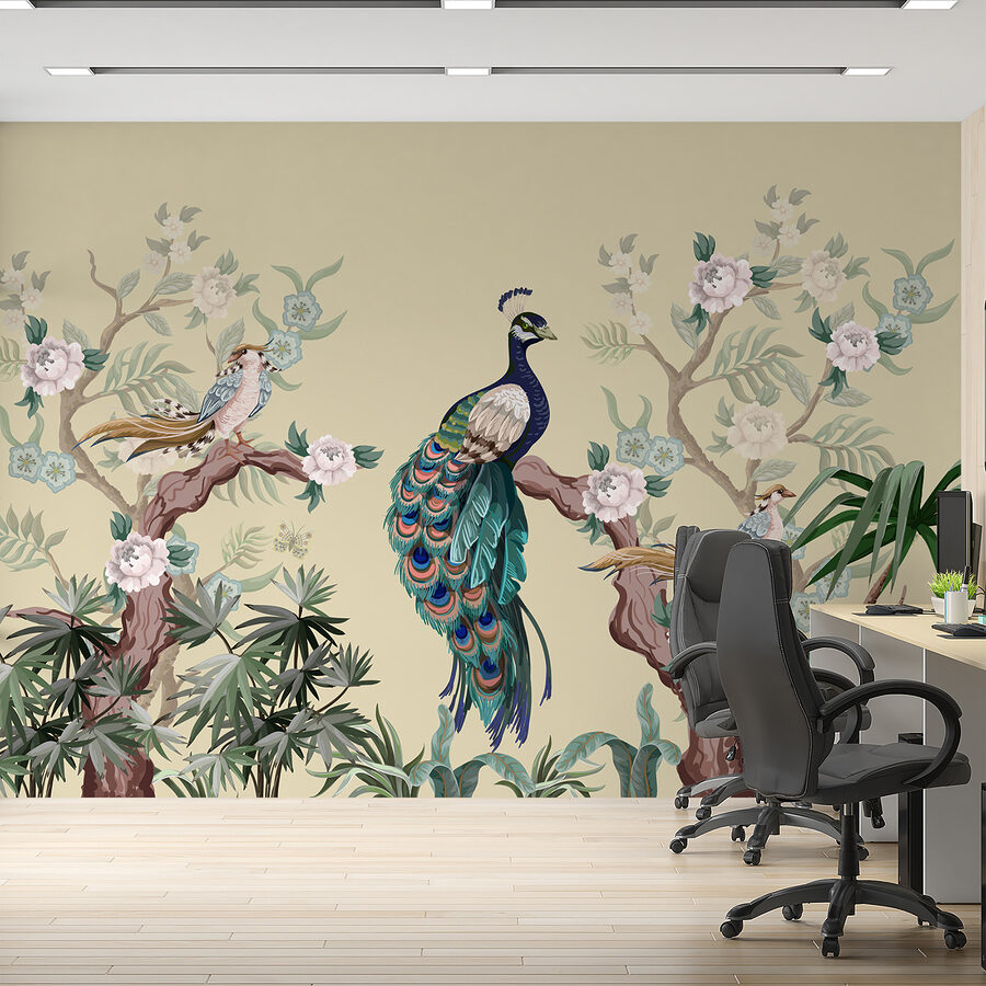 Wall murals Wallpaper with birds on branches - Image 2