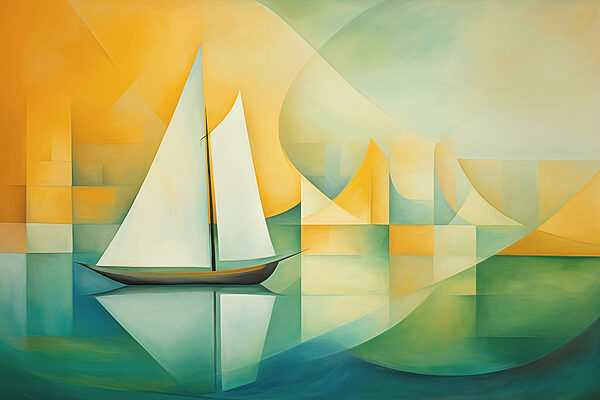 Painting of a sailboat on water Painting of a sailboat on water