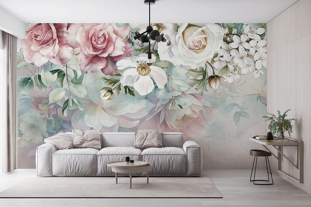 Painting of flowers on a surface Painting of flowers on a surface