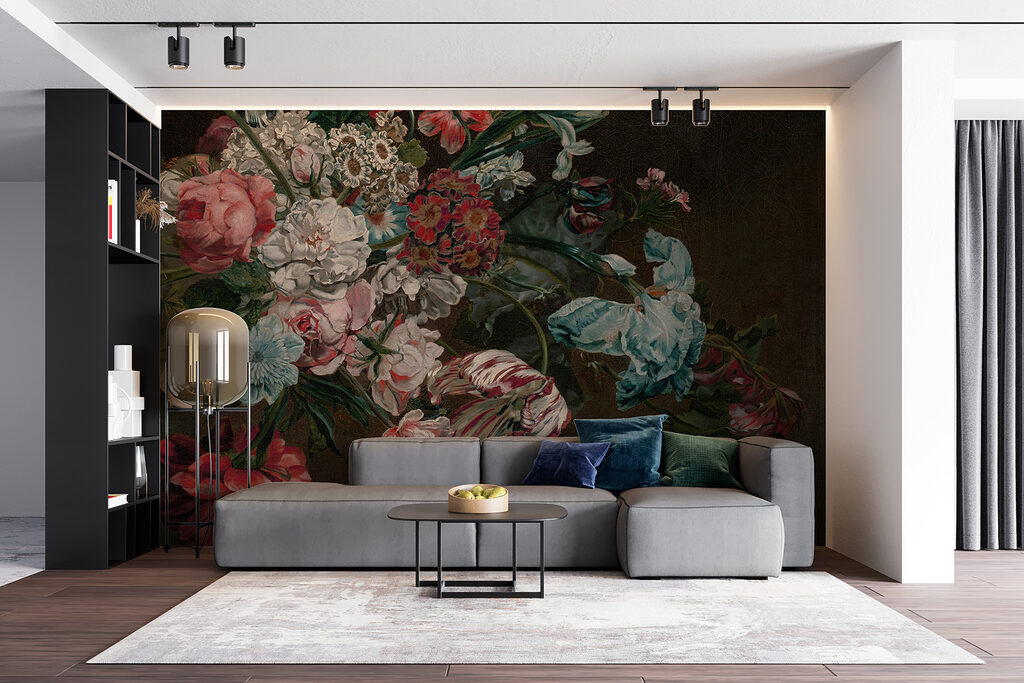Painting of flowers on a dark background Painting of flowers on a dark background