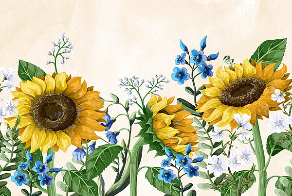 Group of sunflowers and other flowers Group of sunflowers and other flowers