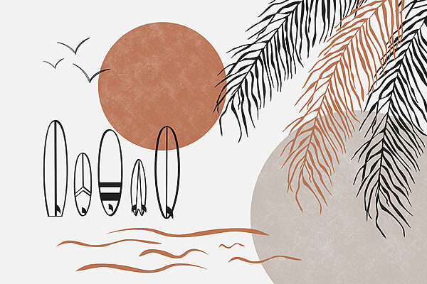 Surfboards and palm leaves w00958p 600x400 - Surfboards and palm leaves